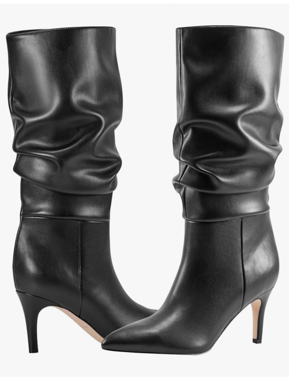 Marc Fisher NEW IN BOX Black Slouchy Pointed-Toe Mid-Heel Boots